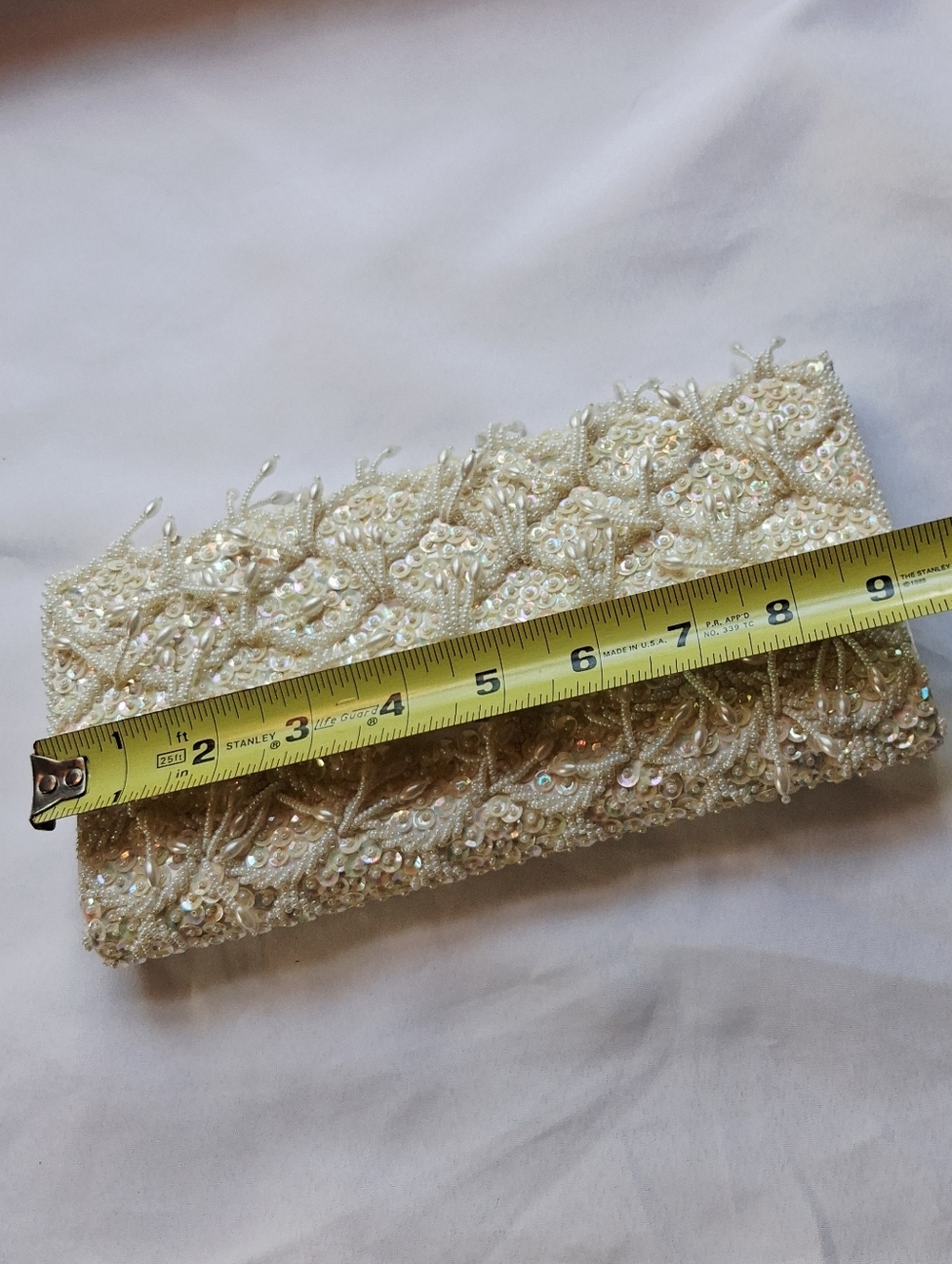 Embellished Ivory Beaded Evening Clutch - Picture 7 of 7